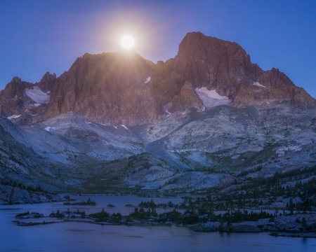 Moonset and Alpenglow